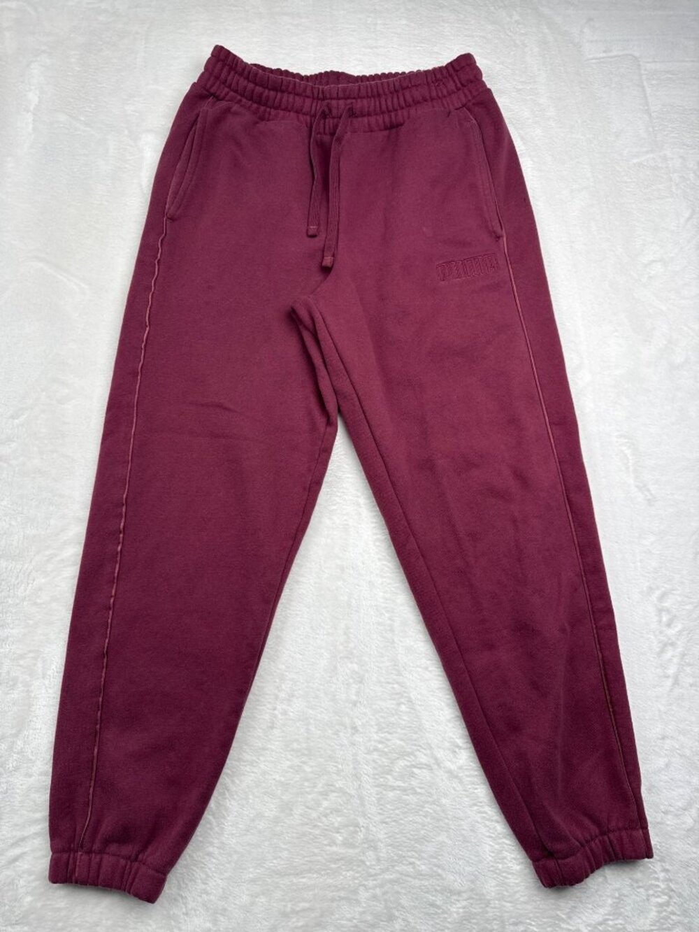 Puma Womans Maroon Sweatpants With Elastic Waistband Drawstring & Side Pockets S